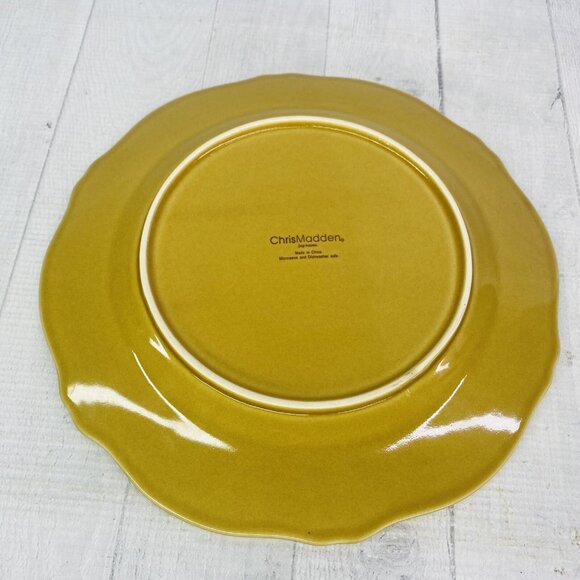 Chris Madden JC Penny CORVELLA GOLD  Emboss Scroll Stoneware Dinner Plate Set 4 - Picture 9 of 16